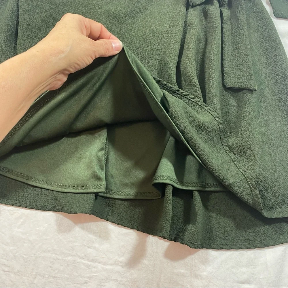 Blue Rain Chic Olive Green Wrap Skirt Small Mini Skirt - Picture 4 of 8